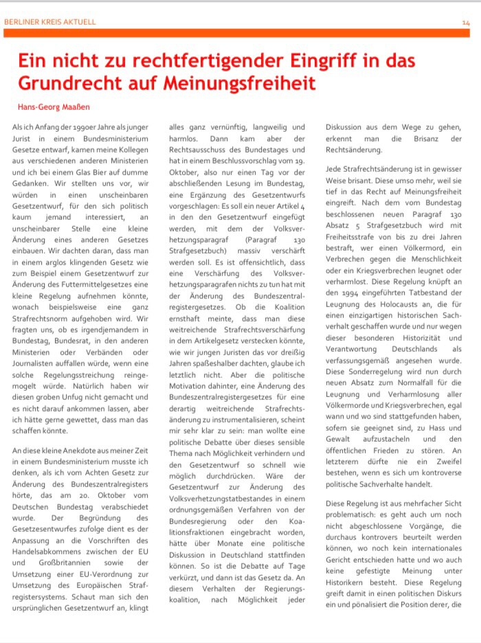 "Ein nicht zu rechtfertigender Eingriff in das Grundrecht auf Meinungsfreiheit".

Mein Beitrag über ...