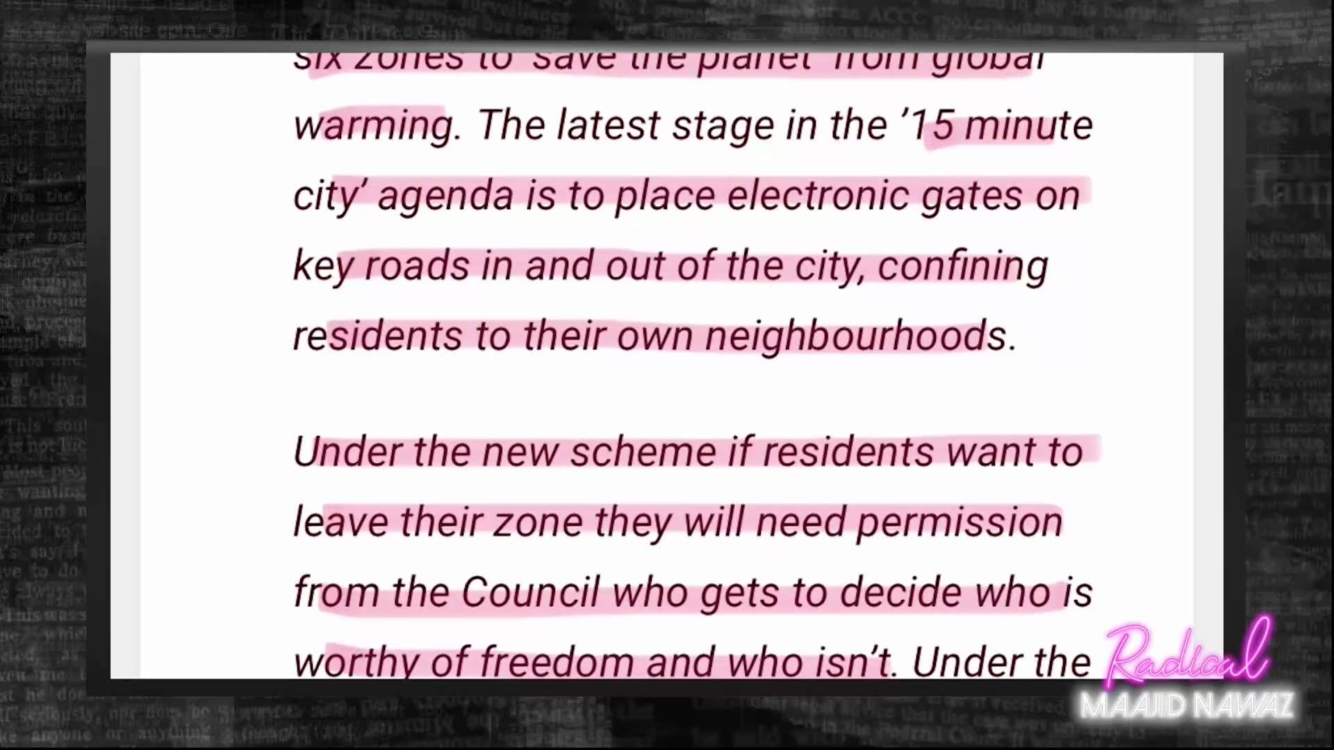 “Oxford council..announced that it’s going to break up Oxford into 15 minute communities..you cannot under this proposal leave your 15 minute city in a car more than 100 times a year or you’re fined..that’s simply LOCKDOWN”
@RealDavidIcke @ickonic on @TheRadicalShow with @MaajidNawaz