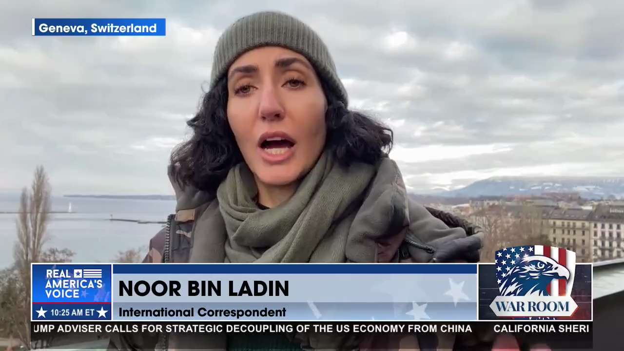 Real America's Voice (RAV) 🇺🇸 on GETTR :  I am a human being - not a QR code.   @NoorBinLadin joins Steve Bannon on the ground in Geneva, Switzerland with a special message for Klaus Schwab.  Watch the full discussion on War Room with #SteveBannon here: h