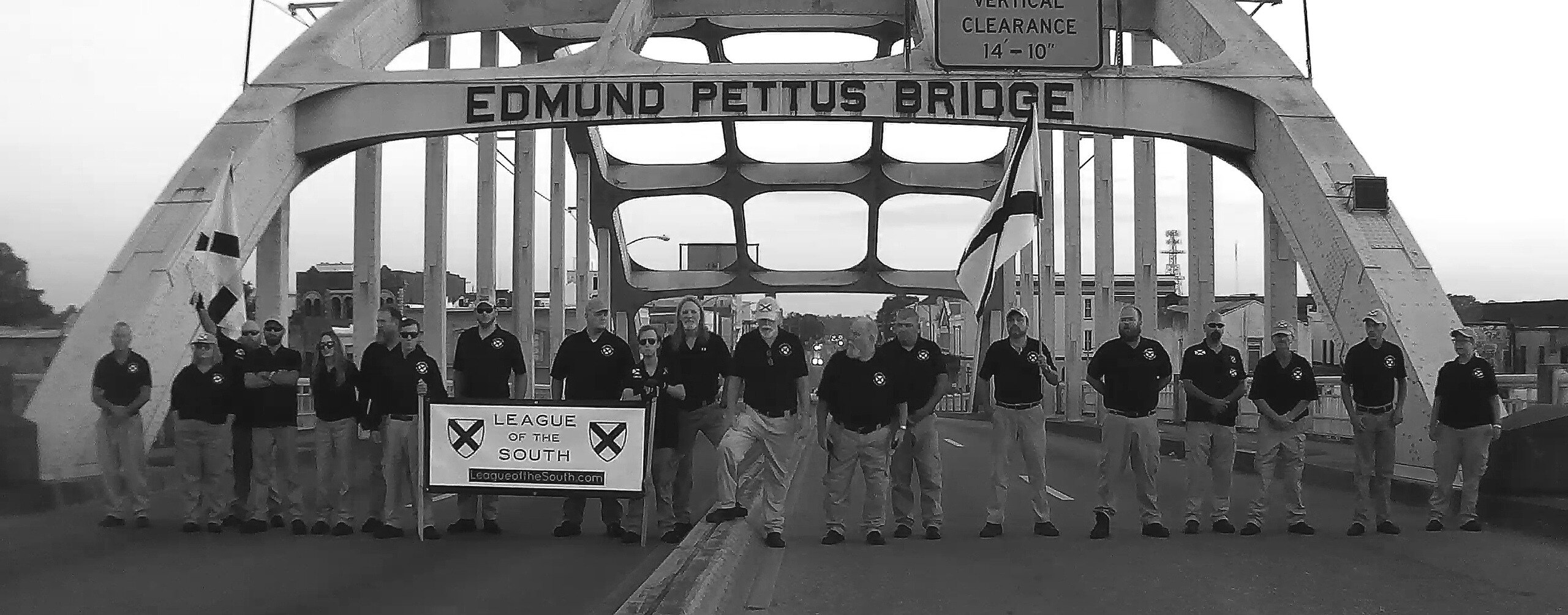 CAPTION THIS: The League of the South held a demonstration on the Edmund Pettus Bridge in Selma, Ala...
