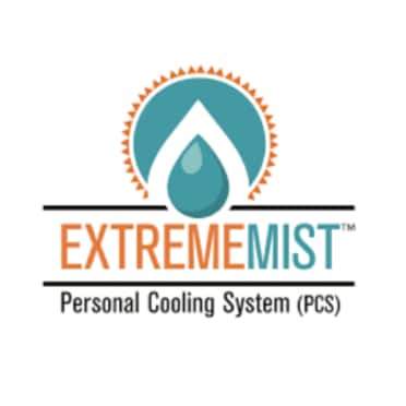 Personal cooling system and portable outdoor misting powered by Blue Pump Technology that turns clean water into the ato...