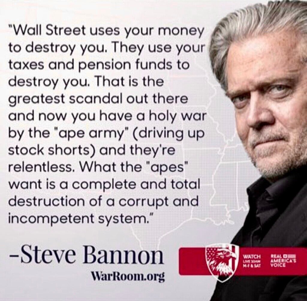  STEVE BANNON: The Apes Are in ‘Holy War’ Against Corrupt Wall Street. #BannonWarRoom #NakedShorts $...