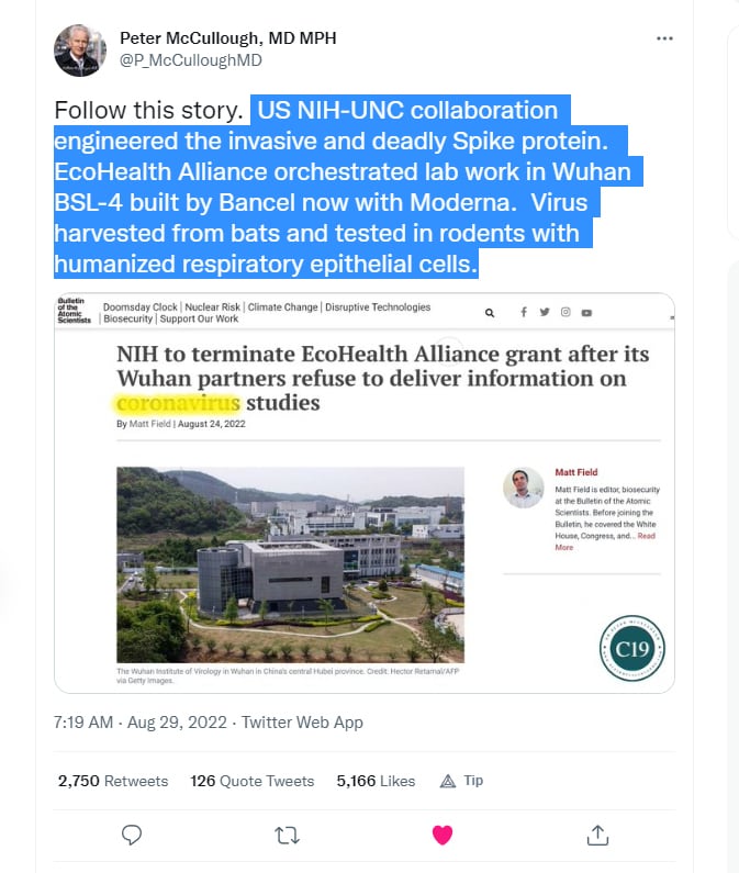 💥 COVID-19 Spike protein designed to be CARDIOTOXIC 💥

New to me:

"Ralph Baric's lab spent a cons...