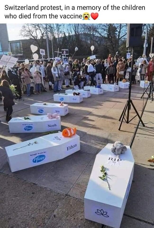 Switzerland protest in memory of the children who died from the vaccine. 💔