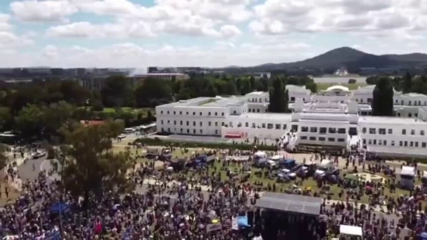 Massive freedom demonstrations in Canberra, Australia