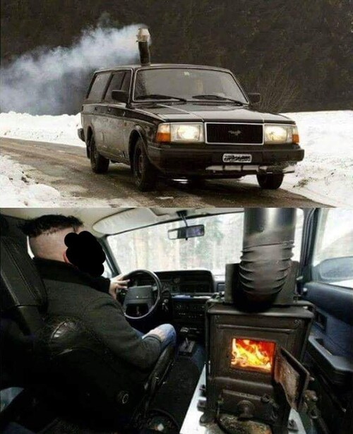 Hauptsache es ist schön warm im Auto
Schweizer Erfindung mit Zulassung.
Der Ofen ist eingetragen.😂�...