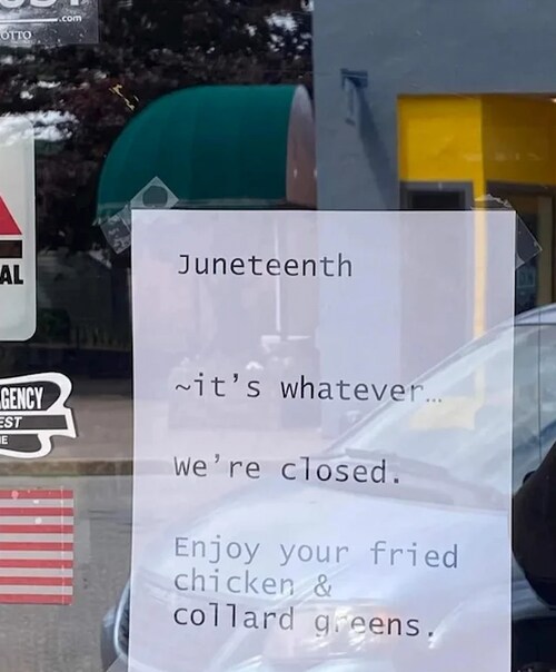Ha ha ha... we love it!

Take the hint, Blacks... Real Americans don't want Juneteenth!