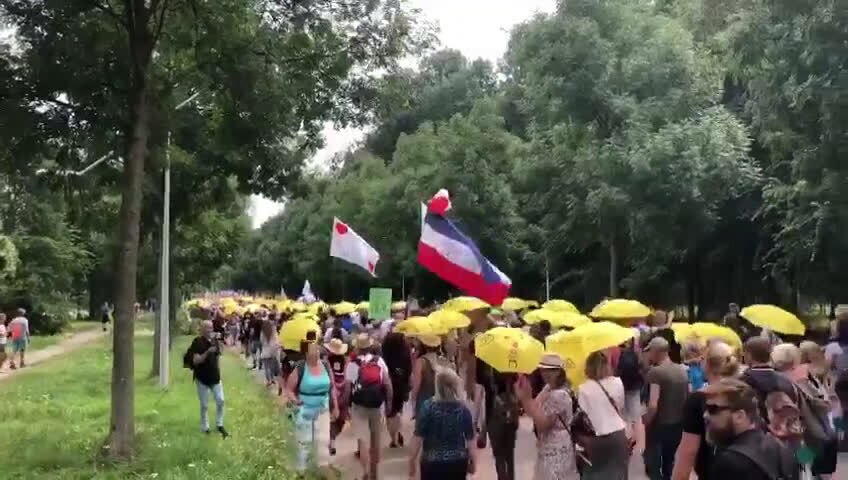 Thousands on the streets of Amsterdam as the world unites against Coronavirus tyranny.