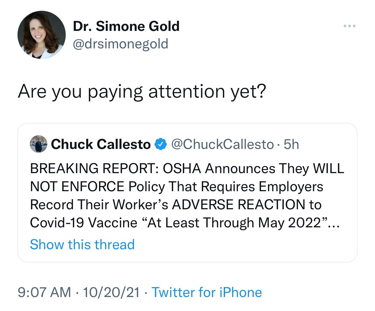 View Dr. Simone Gold's post on GETTR. Join the discussion, share your thoughts, and connect with the community.