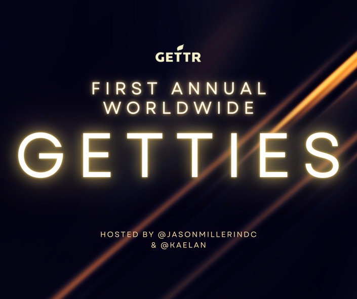 ▶️ The #GETTIES are here!
▶️ New Year’s Day 
▶️ 3pm ET
▶️ Only on #GETTR Live-stream
▶️ Hosted by yours truly, @JasonMillerInDC, and @Kaelan
▶️ #2021FreeSpeechChamps