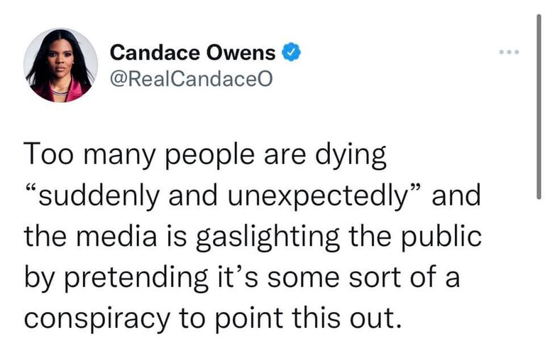"Stop gaslighting the American public. We have every right to ask questions about why otherwise healthy individuals in the public sphere keep having “sudde