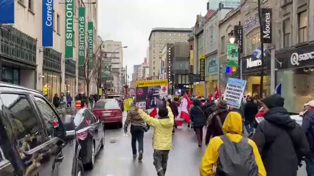 Canadians in Montreal March Against Justin Trudeau and COVID Restrictions 🇨🇦  

"Liberté!"