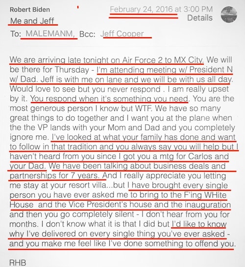 Sure looks like #Hunter was selling his father's office. Wonder what #CarlosSlim and #MiguelAlleman ...