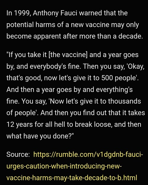 Before Fauci got "reptiled"...
(by the way, the new vaccines won't even be tested AT ALL. They just ...