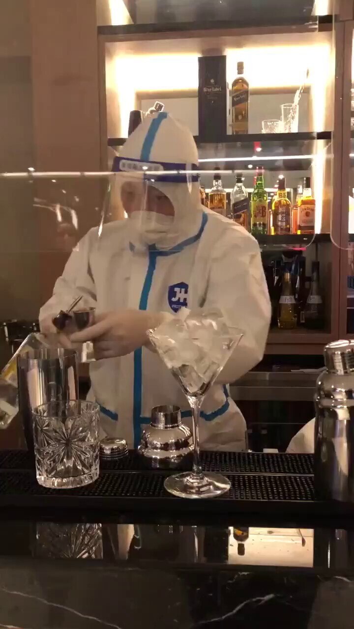 Bizarre Hazmat Cocktails in the Beijing Olympics Bubble

Bar staff in the Chinese ski resort of Zhangjiakou have been filmed donning hazmat suits to serve drinks and food to Olympic-related guests. (Reuters)

Anyone for a quarantini?

