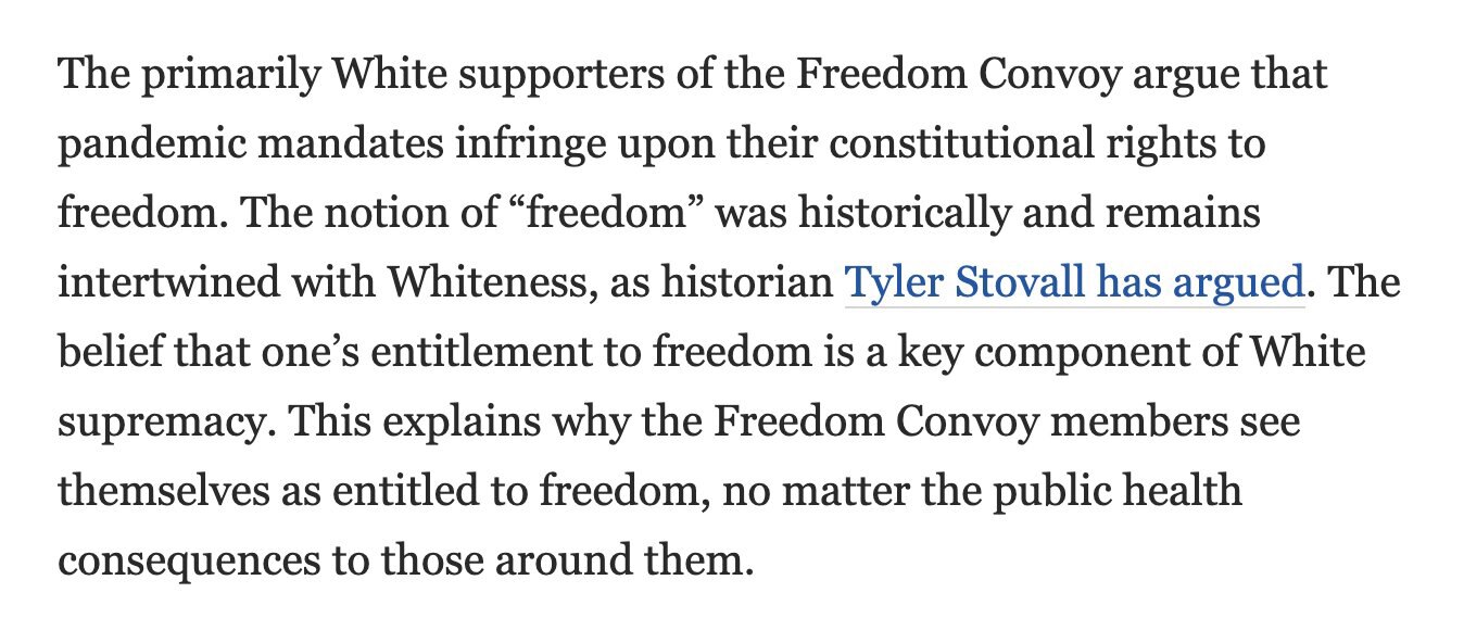 If freedom is a white supremacist notion, as this Washington Post article insists, what should we be aiming for instead? Unfreedom? Incarceration? Slavery?