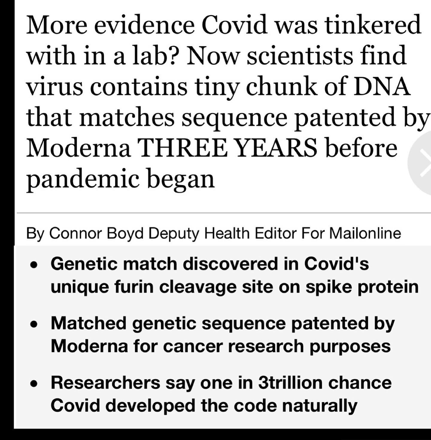 "Researchers say 1 in 3 trillion chance that COVID developed the code naturally"

In other words: We were right again. The governments knew it. They lied to the people. COVID has been used as a tool to control people and steal power ever since. This was a crime against humanity. The global elite must lose power and the people must reclaim their God given freedom. Starbuck2022.com