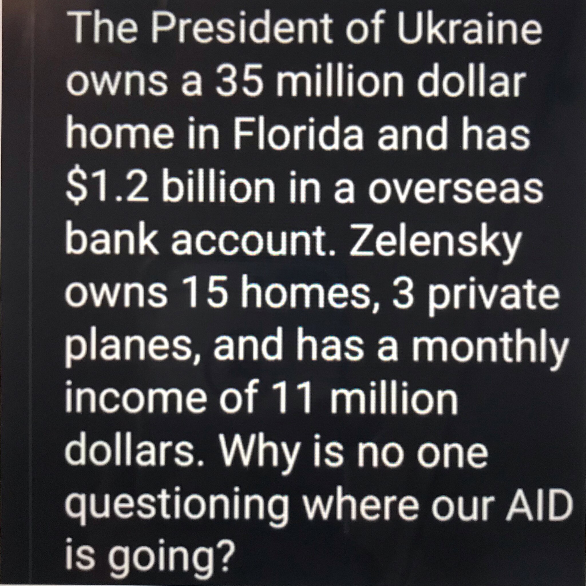 Taxpayers send 10’s of billions of cash to dirt poor Ukraine.  Our politicians have been doing this ...