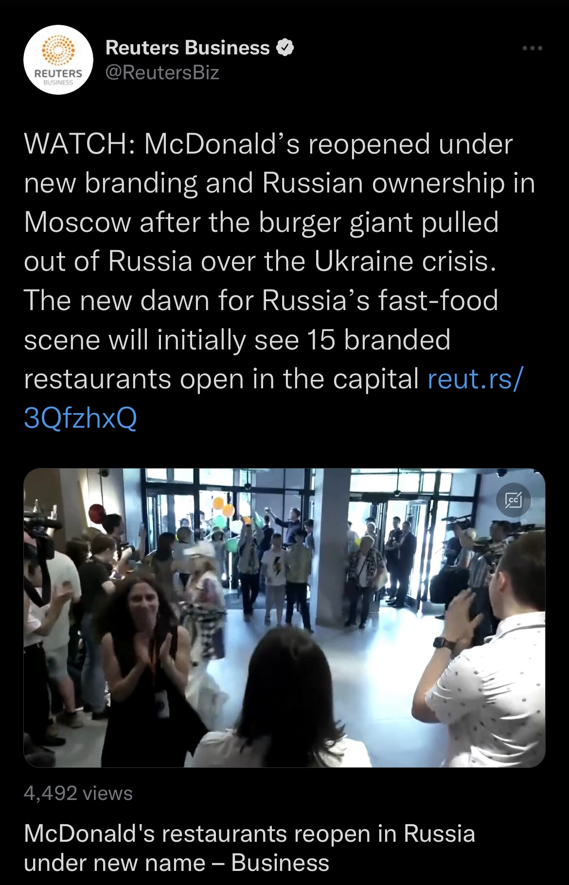 It is now ‘Vkusno & tochka’

https://reut.rs/3QfzhxQ 

