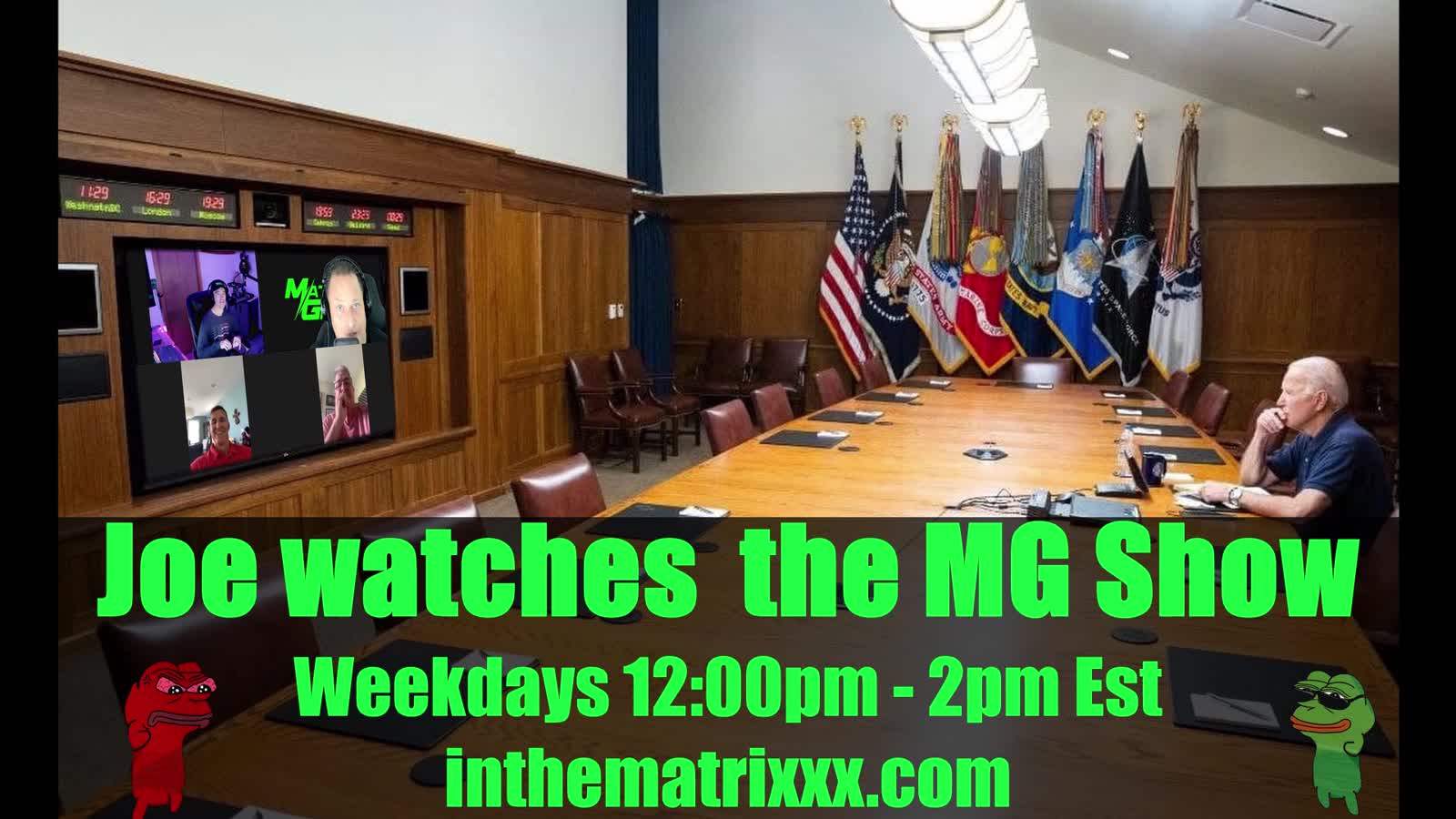 Joe don't know what time it is but, he 
watches the MG Show.

Tune in to THE MG SHOW for your daily ...