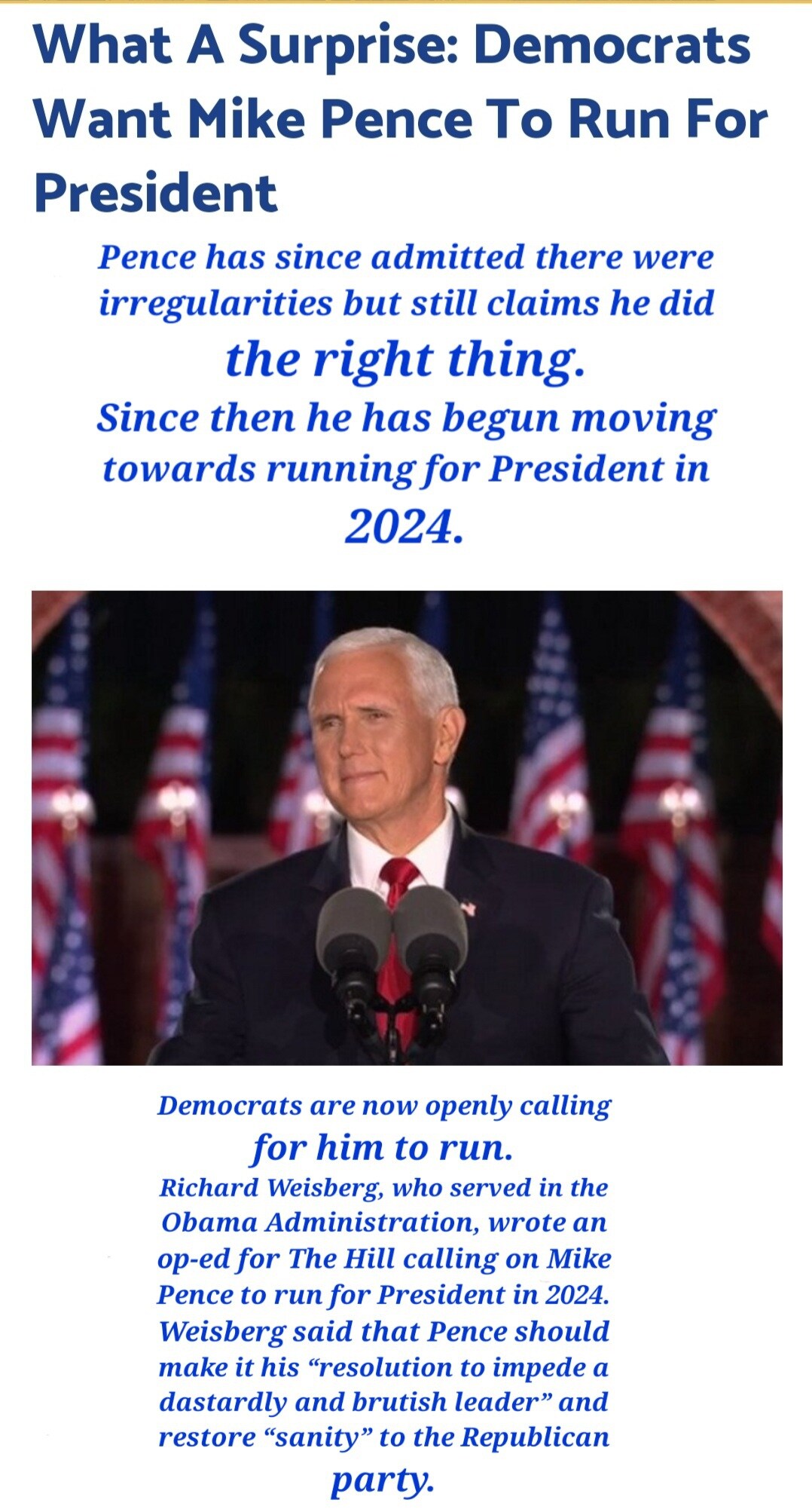 #MikePence has since admitted there were irregularities but still claims he did the right thing.