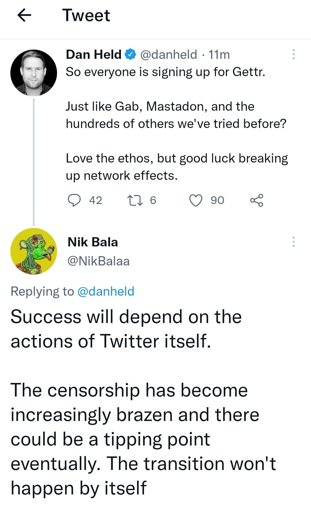 It's going to take a lot to topple twitter... It's true their Network effects very strong but I do h...