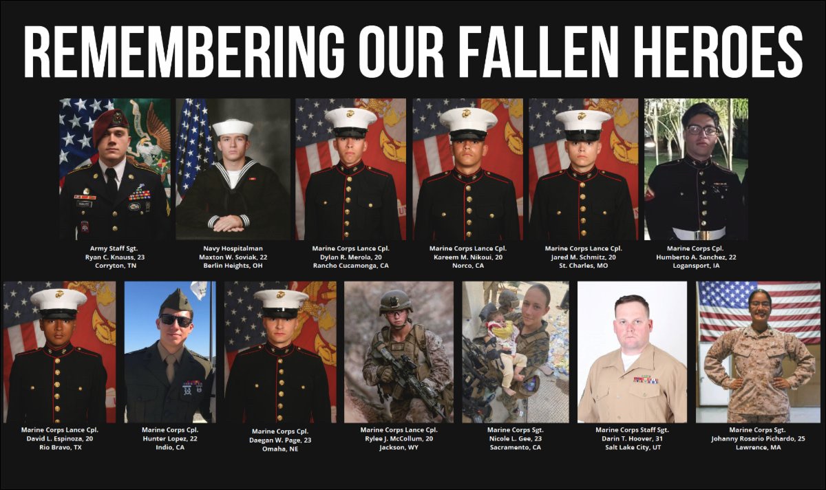 One year ago, 13 service members gave their lives for our country in Kabul. 

God bless our brave me...