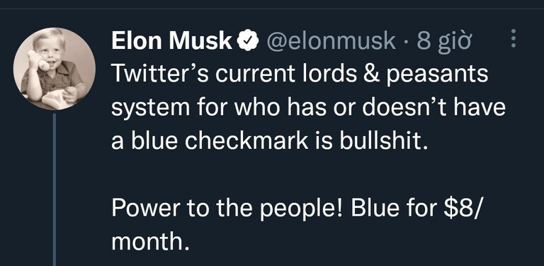 Twitter’s current lords & peasants system for who has or doesn’t have a blue checkmark is bullshit. 

Power to the people! Blue for $8/month.