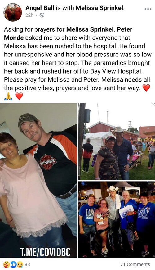 Melissa Sprinkel 💉🪦
#FullyVaccinated #DiedSuddenly
(September 2022)

“Asking for prayers for Melis...