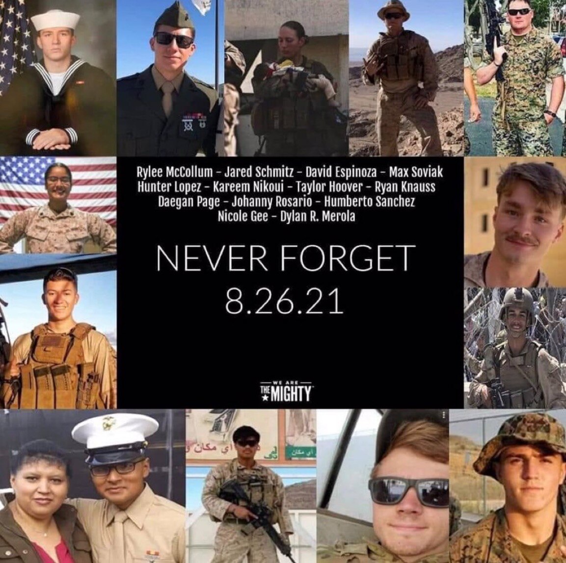 Thank you for your service and the ultimate sacrifice. My heart aches for the families of these American Heroes 🙏🏼🙏🏼🙏🏼🙏🏼🙏🏼Lots of prayers to the families 

