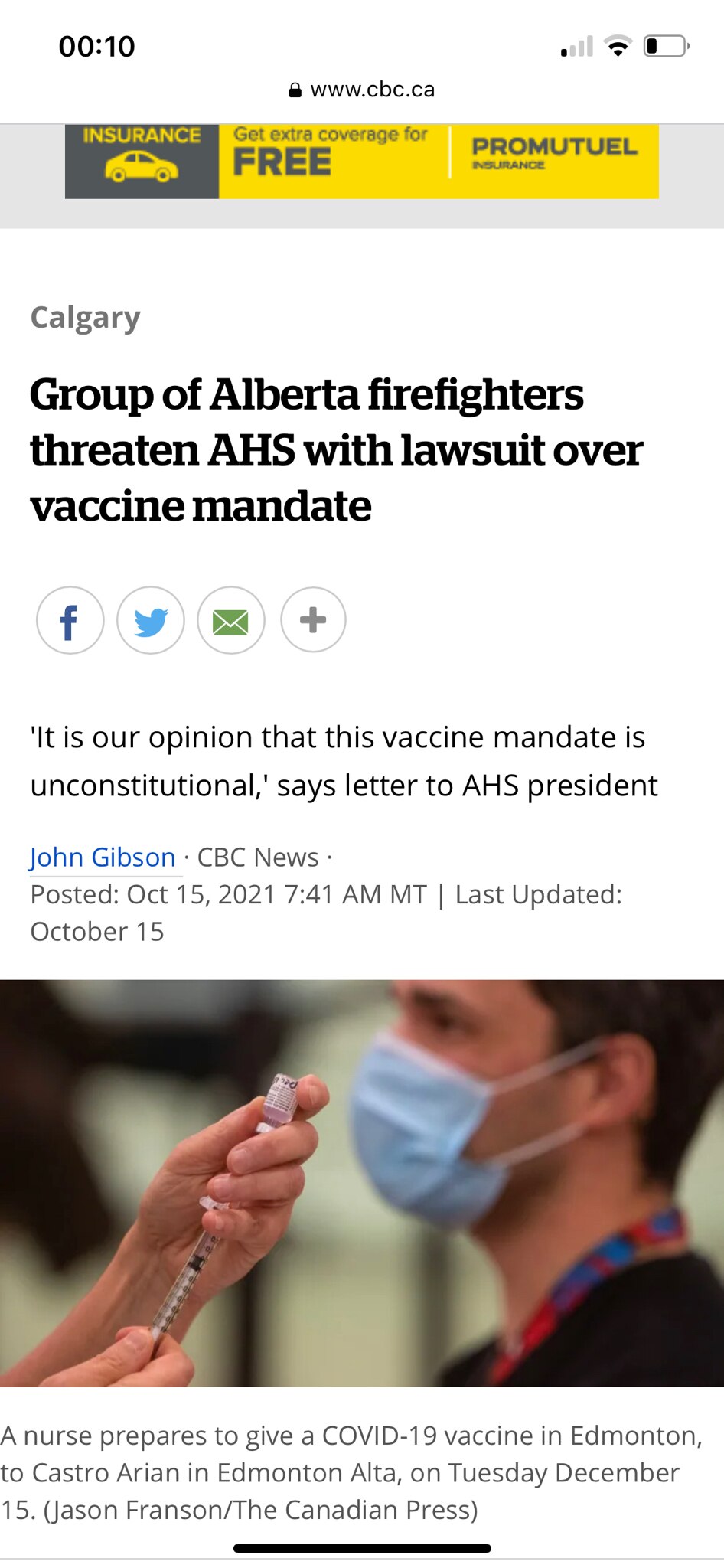 Derek Sloan: « Bravo aux pompiers de l'Alberta pour avoir tenu leur terrain contre la tyrannie! »

h...