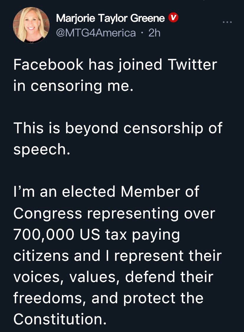 Coordinated efforts by big media to silence member of congress. 