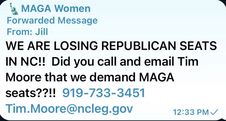 #northcarolina #savenorthcarolina
WE ARE LOSING REPUBLICAN SEATS IN NC!! Did you call and email Tim Moore that we demand MAGA seats??!! 919-733-3451
Tim
