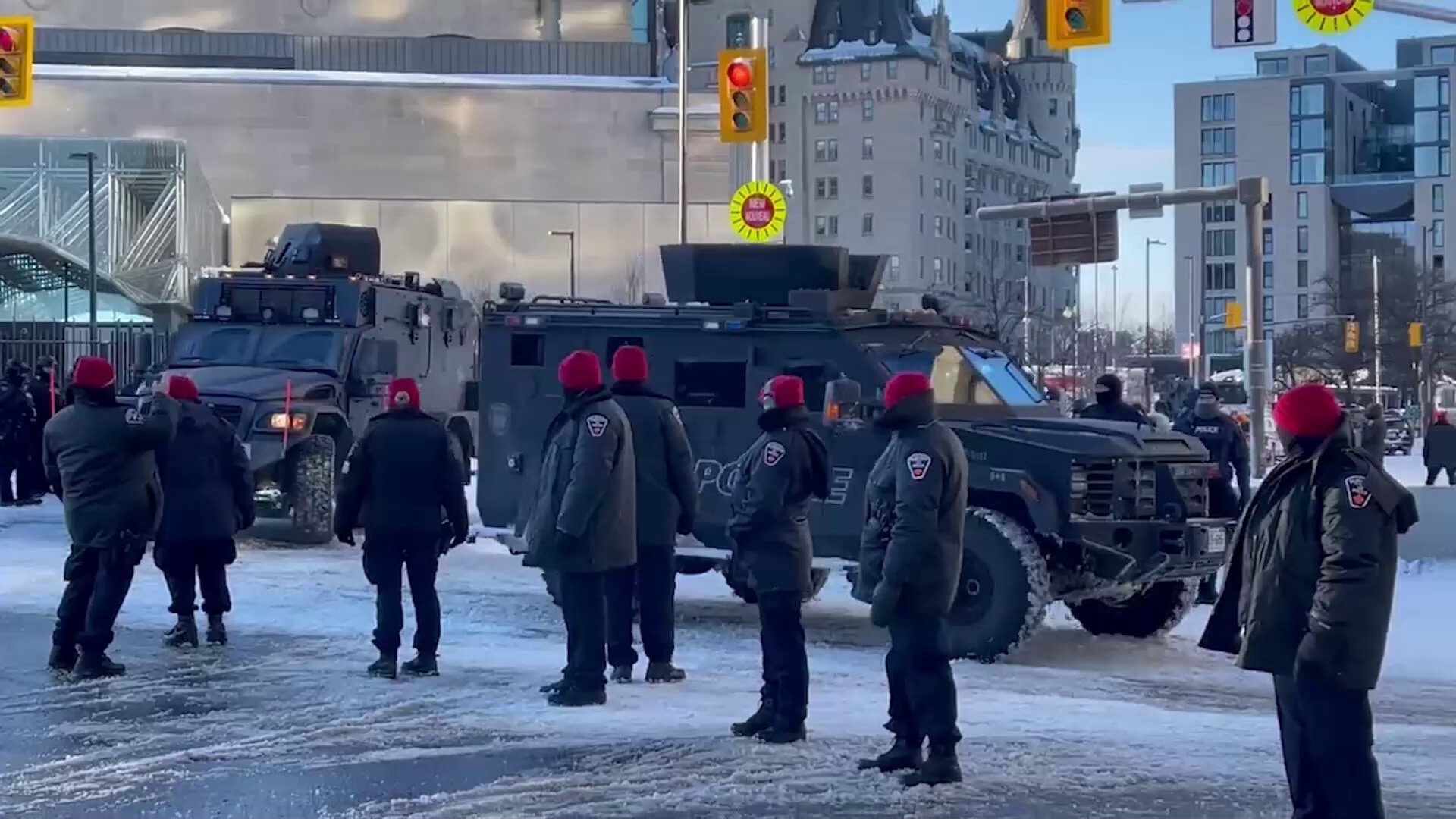 The peaceful protestors in Ottawa are getting beaten down, trampled and chemically attacked by trait...