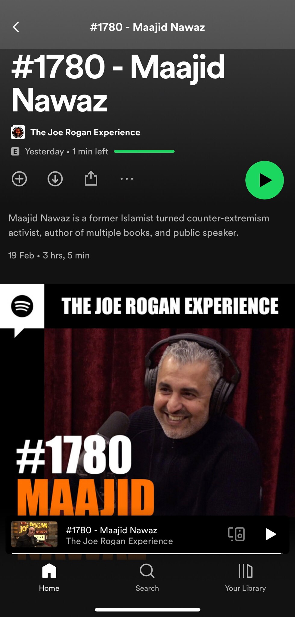 Just finished @MaajidNawaz on @joerogan. 

This feels like the watershed moment. Please give it your time if you choose freedom.

I look forward to meeting up with Maajid some time and sharing ideas on the fight that’s to come!

https://open.spotify.com/episode/1ugbn7cuab3mNgKbo81ajM
