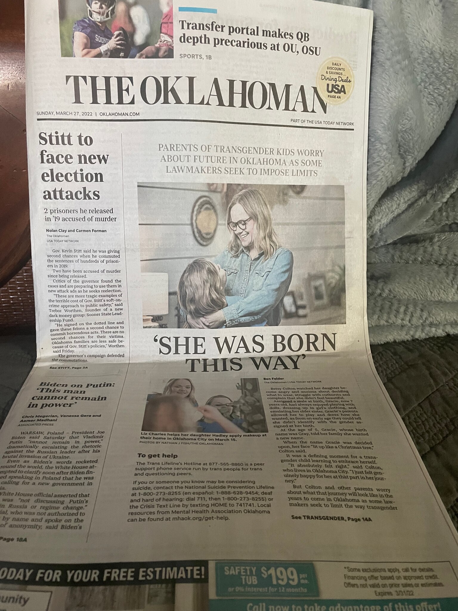 This is an Oklahoma paper?  I don’t think so, it’s “Part of the USA Today Network”.  Oh, now we unde...