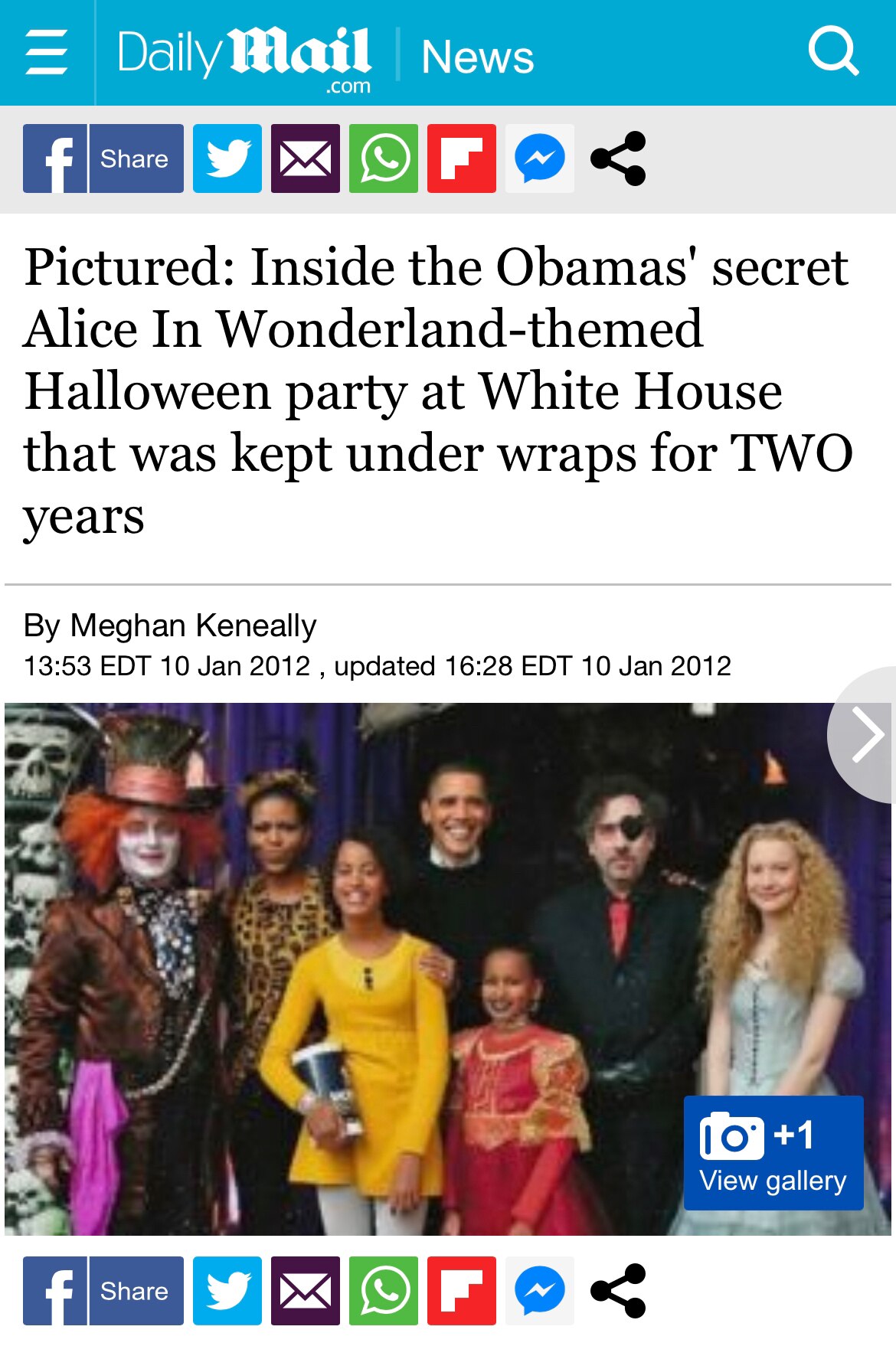 Pictured: Inside the Obamas' secret Alice In Wonderland-themed Halloween party at White House that was kept under wraps for TWO years

The initial news of the party came from a book, written by New York Times journalist Jodi Kantor, which maintains that the reason why it was kept so quiet at the time was because the administration was aware that it would be in poor form for them to host an extravagant party when so many were suffering financially.

https://tinyurl.com/4dv4fnhj