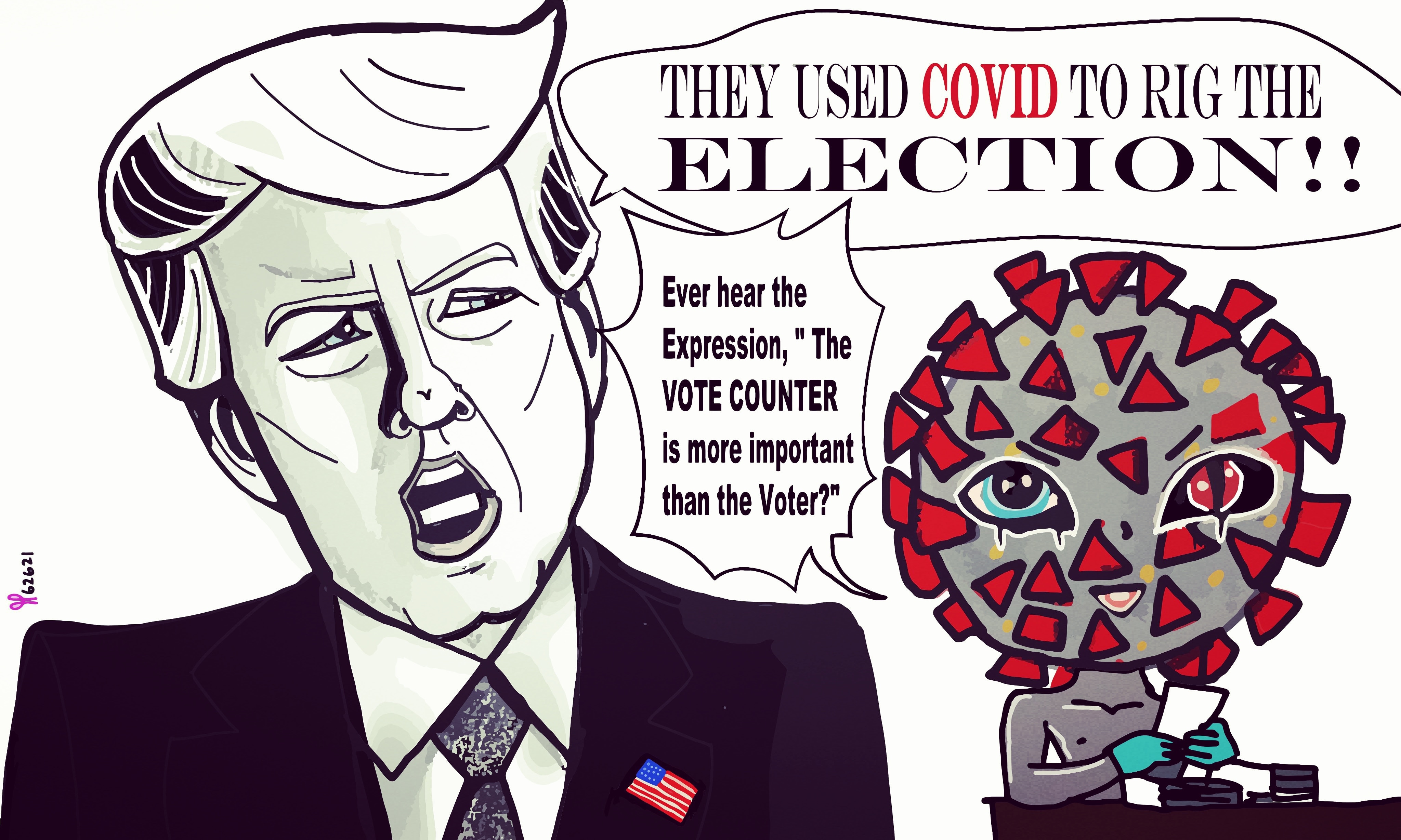 I drew this political cartoon of Donald Trump it's pulled from his rally in Ohio he said both of tho...