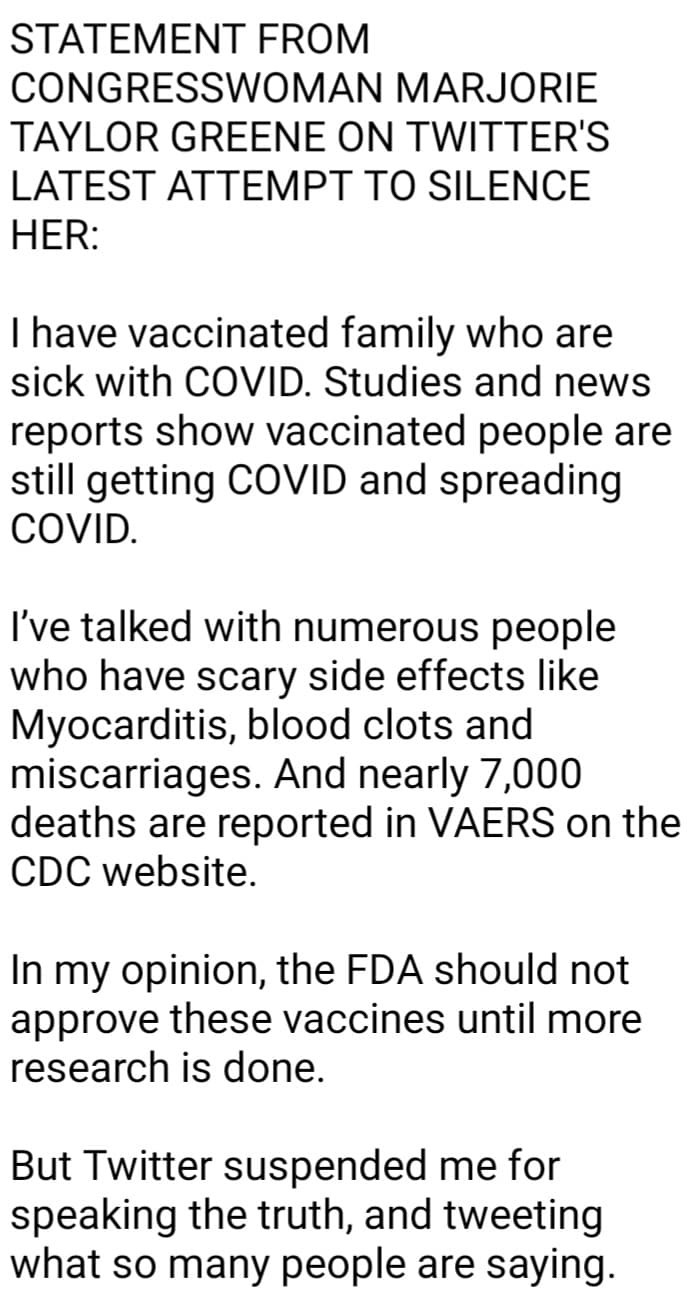 View Marjorie Taylor Greene's post on GETTR. Join the discussion, share your thoughts, and connect with the community.
