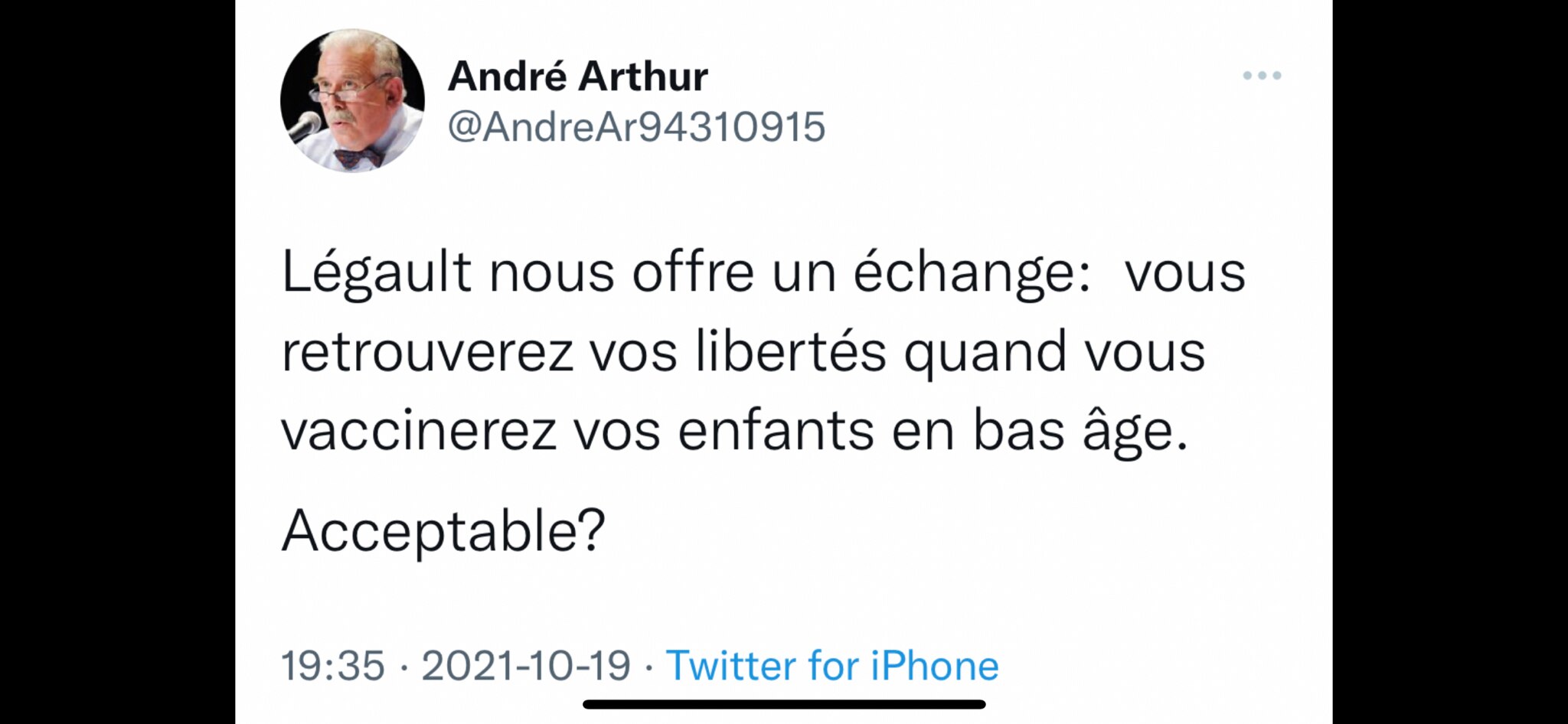 Bonne question André!

NON ÇA L’EST PAS DU TOUT!https://twitter.com/andrear94310915/status/145060647...