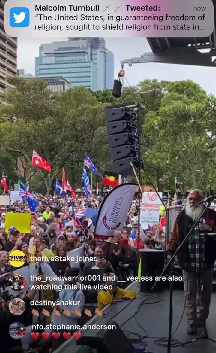 An aboriginal elder speaks to the crowd in Sydney.

Tells them to protect their children.

God bless...
