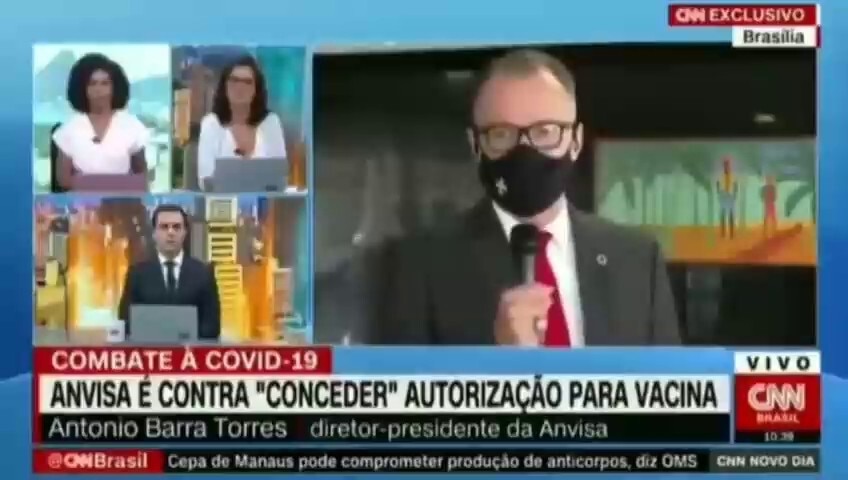 Presidente da Anvisa admite que população corre risco grave ao tomar a vacina. Ele declara que foi t...