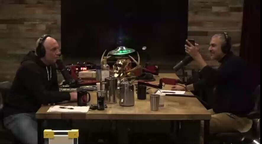 Rogan and Maajid mocking Klaus Schwab during their interview, adding Star Wars Darth Vader music whi...