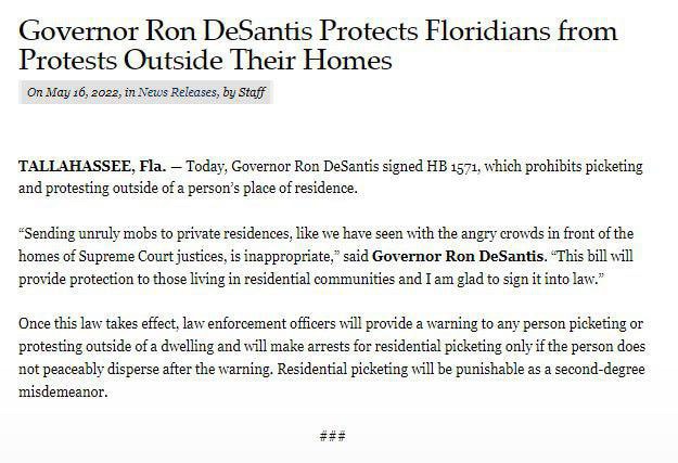 I do not support HB 1571 in Florida that was signed today by Governor DeSantis. It is a VIOLATION of...
