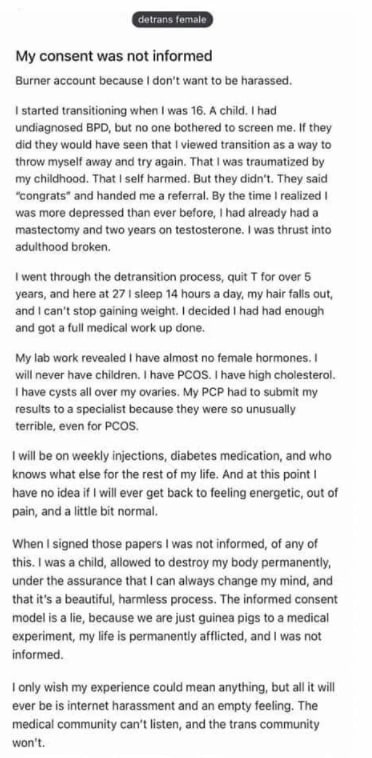 The Trans Deception is the greatest lie, scam, ruse, and scheme ever devised to make evil unethical ...