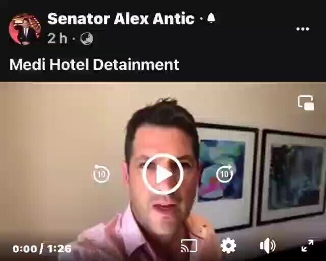 Australian Senator Alex Antic tests negative for Covid but is detained in a hotel and then forced to...