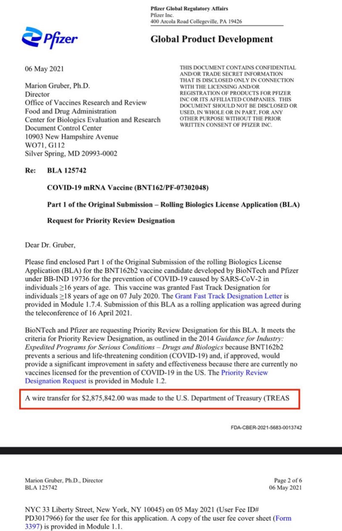Nothing to see here ... just a $2.8M wire transfer from Pfizer to the FDA 😉