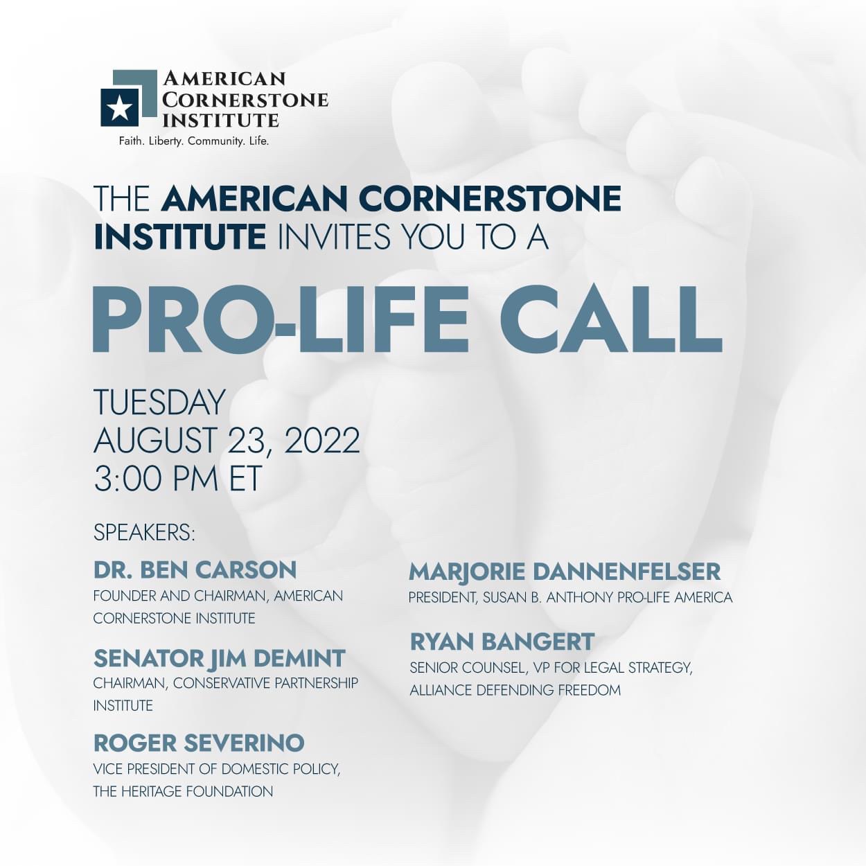 Please join us for this special pro-life call today at 3 PM ET. 

Spots are limited, so register qui...
