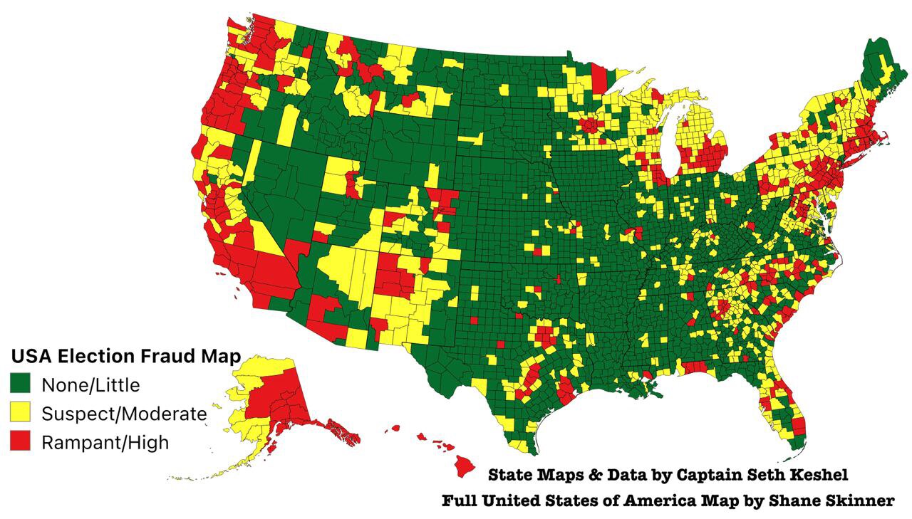 Complete election fraud heat map of the United States.

I rushed to get this done for War Room tomor...
