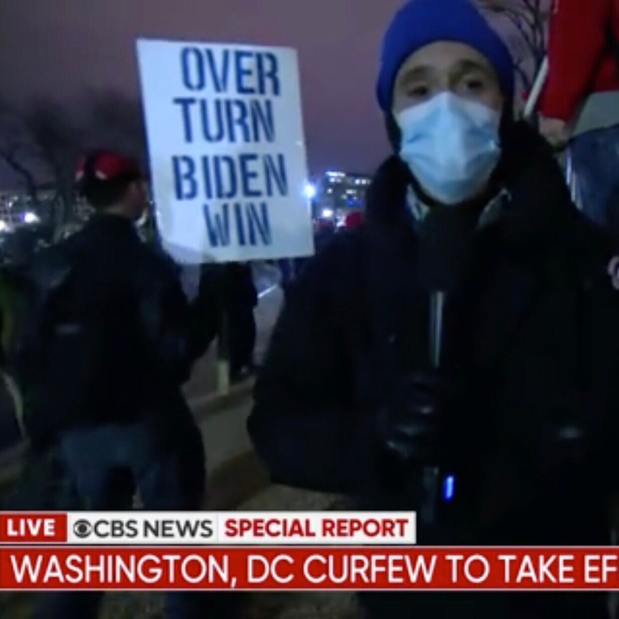 This sign is a plant. Patriots didn’t think Biden won. So why would they want to “overturn Biden win”? #fedsurrection #january6th 